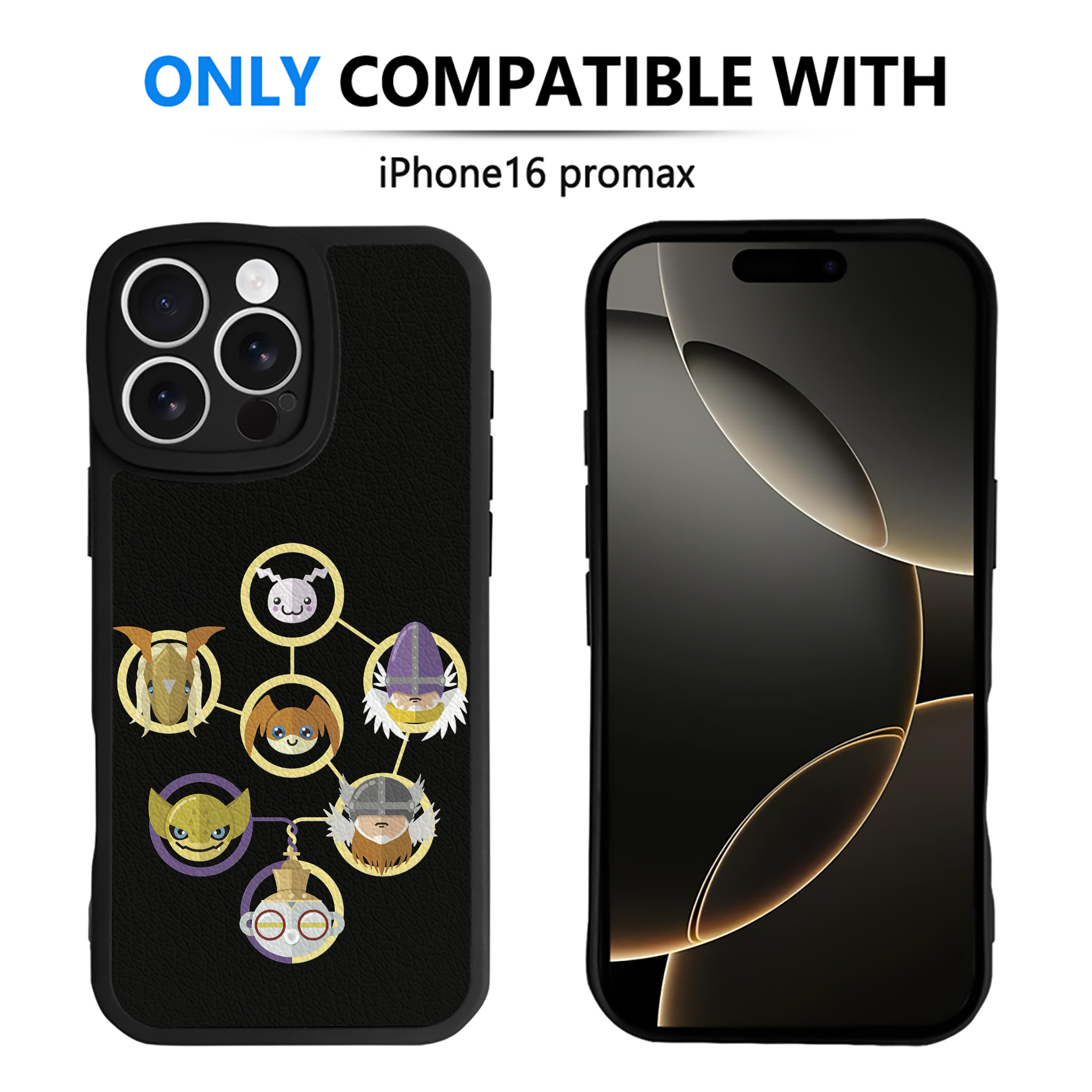 （画像用） Digimon デジタルモンスター/デジモン 【iPhone 16シリーズ対応】シリコンスマホケース（レザー調） 材質：シリコン